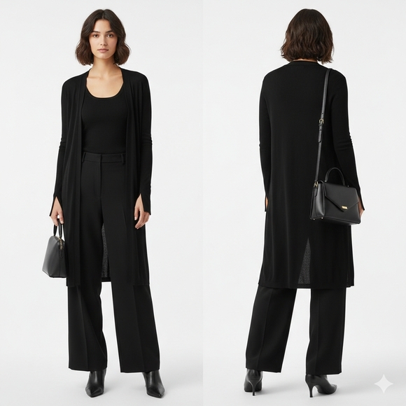 Eileen Fisher Silk Blend Long Open-Front Cardigan Size XS - Picture 4 of 9